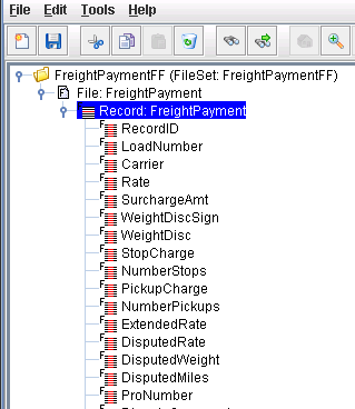 EXTOL EBI Fixed Length Flat File Schema fields screenshot