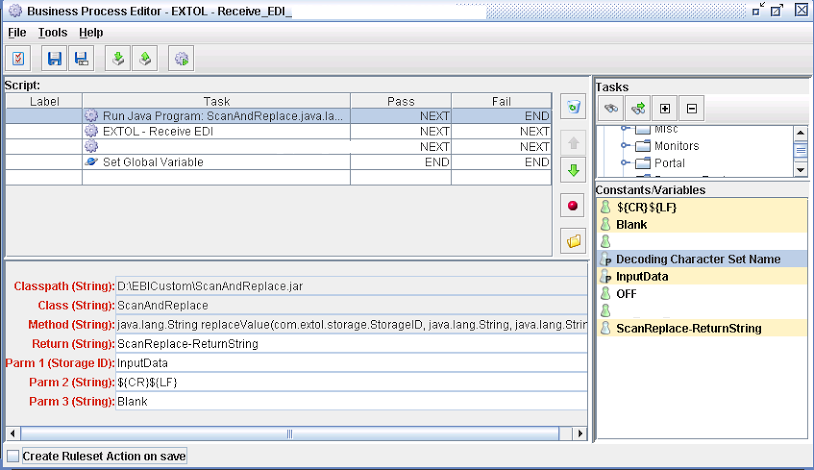 JAVA Scan and Replace Utility for EXTOL Business Integrator EBI Business Process Script