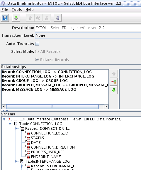 EXTOL EDI User Logs Data Binding